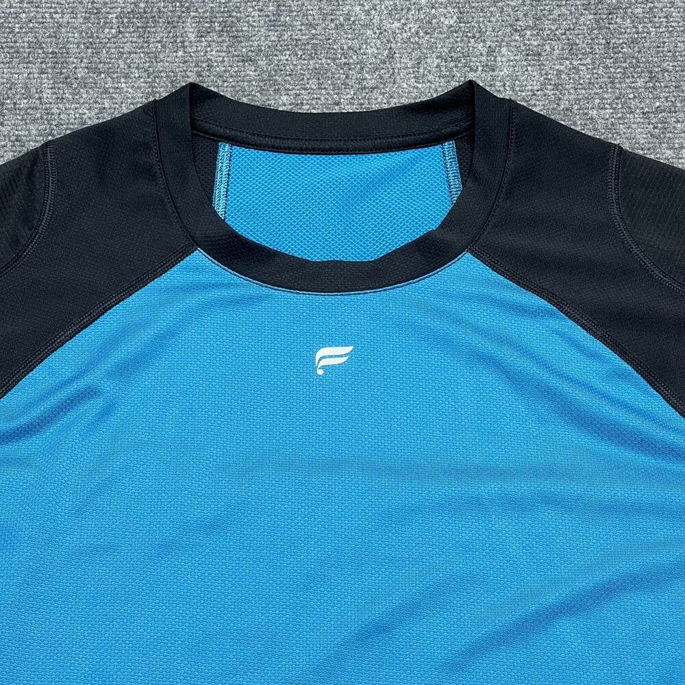 Fabletics O2 Tee Mens L Blue Black Raglan Performance Shirt - Picture 3 of 9